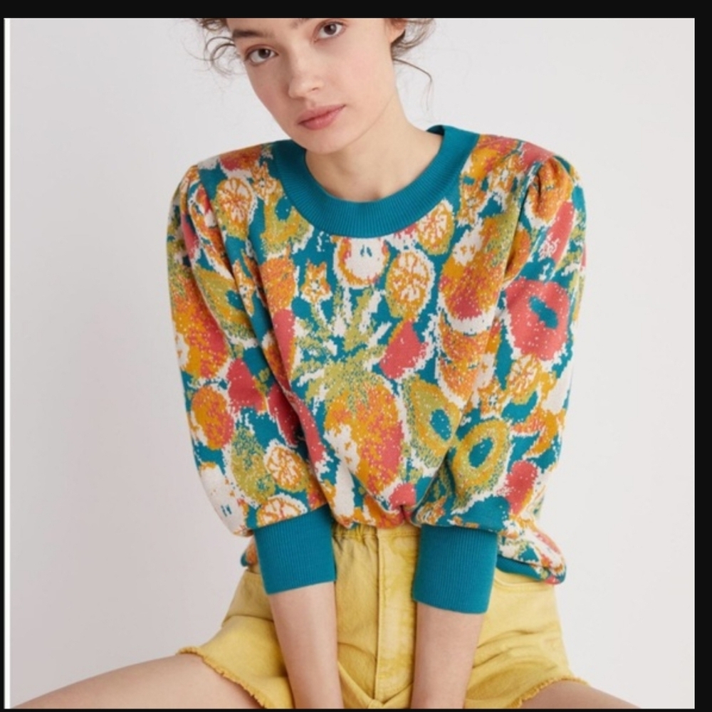 FARM Rio Multicolor Fruit & Floral Sweater